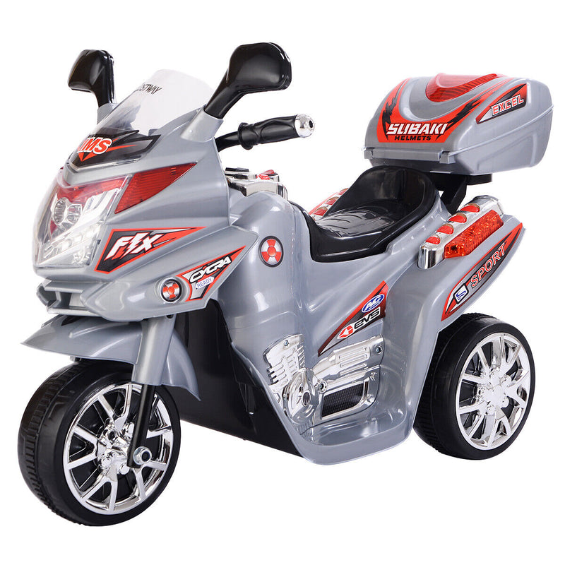 Electric 3-Wheel Ride On Motorcycle for Kids - Gray