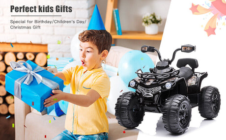12V Kids Electric ATV 4 Wheeler Quad Toy - Battery Powered in Black