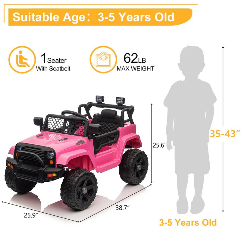 Electric 4-Wheel Ride-On Car Truck for Kids with Remote Control - 12V, 62 Lbs