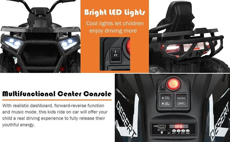 Electric 4-Wheeler ATV for Kids with 2 Speeds and LED Lights