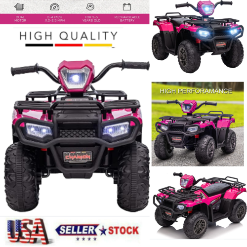 Electric Kids Ride On ATV 4-Wheeler Quad with Music, LED Lights, and USB for Ages 3-8