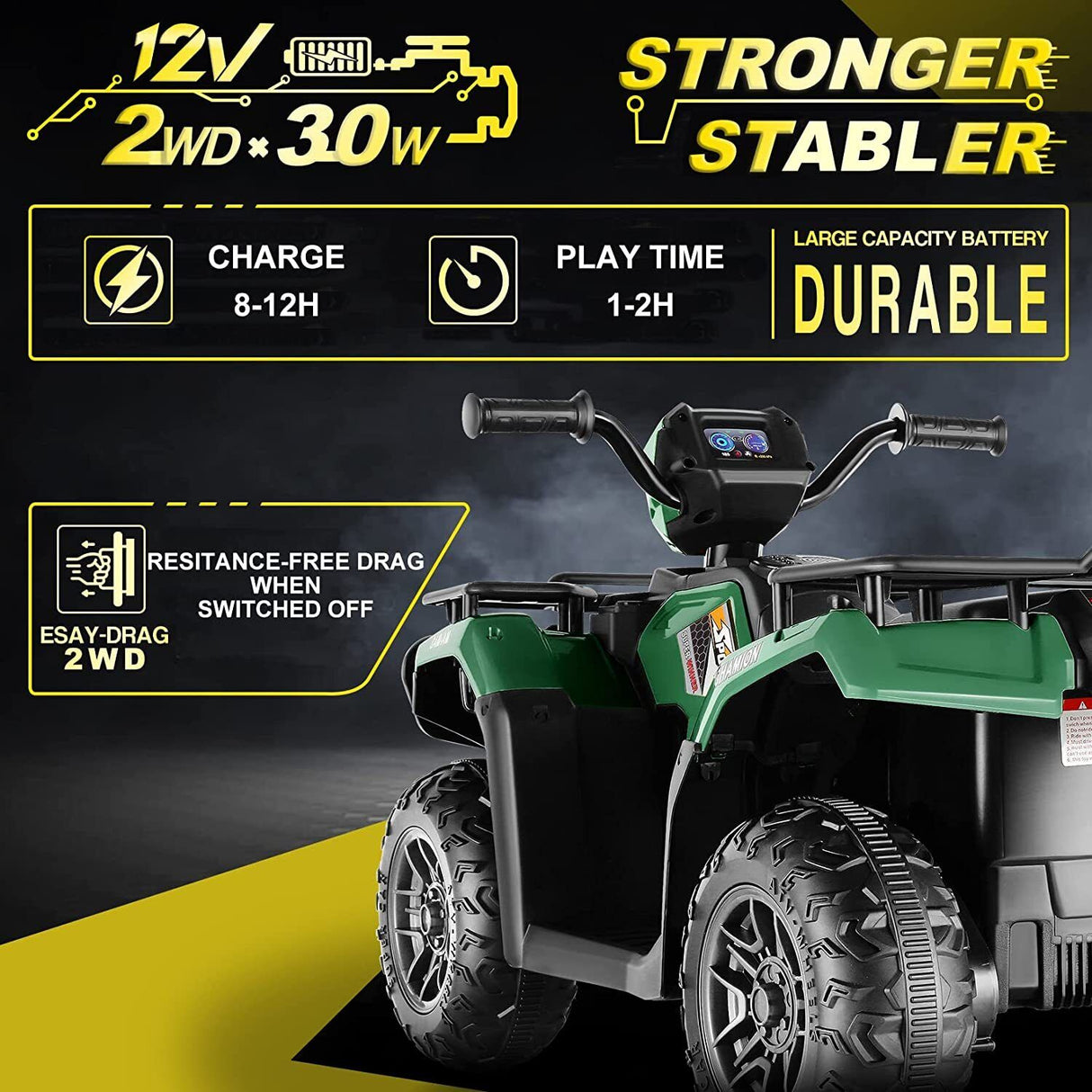 Electric Quad ATV Car for Kids - 12V Battery Powered 4-Wheeler Truck