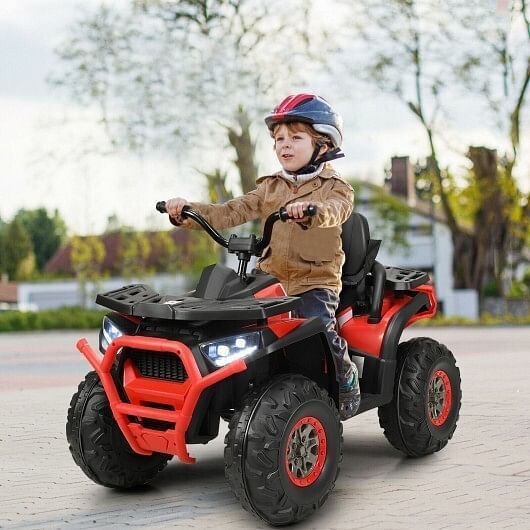 Electric 4-Wheeler ATV Quad for Kids - MP3 and LED Lights Included - Red, Durable and High-Quality