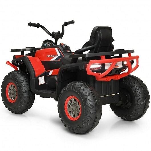 Electric 4-Wheeler ATV Quad for Kids - MP3 and LED Lights Included - Red, Durable and High-Quality