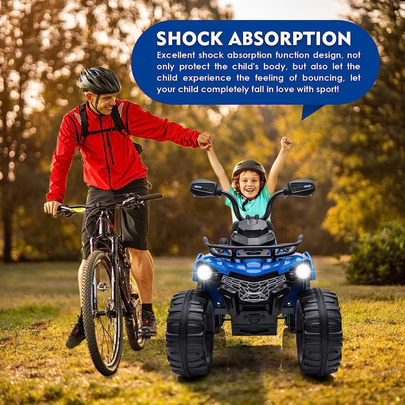 Electric 4-Wheeler ATV Quad for Kids with 2 Speeds, MP3 Player, and LED Lights