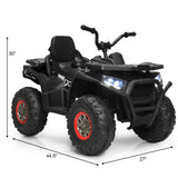 Electric 4-Wheeler ATV Quad for Kids with 2 Speeds, MP3 Player, and LED Lights - Black