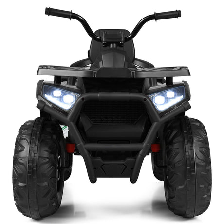 Electric 4-Wheeler ATV Quad for Kids with 2 Speeds, MP3 Player, and LED Lights - Black