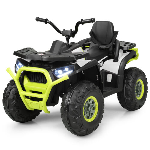 Electric 4-Wheeler ATV Quad for Kids with 2 Speeds, MP3 Player, and LED Lights - White