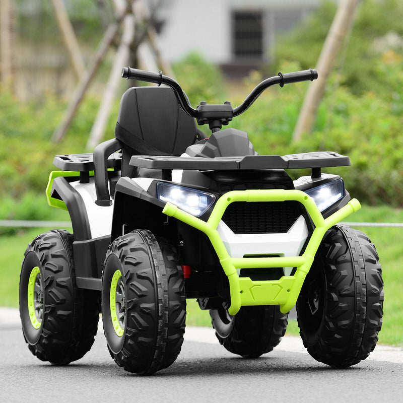 Electric 4-Wheeler ATV Quad for Kids with 2 Speeds, MP3 Player, and LED Lights - White
