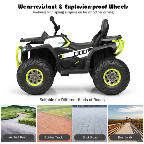 Electric 4-Wheeler ATV Quad for Kids with 2 Speeds, MP3 Player, and LED Lights - White