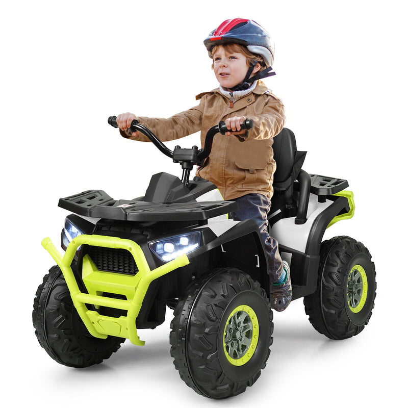 Electric 4-Wheeler ATV Quad for Kids with 2 Speeds, MP3 Player, and LED Lights - White