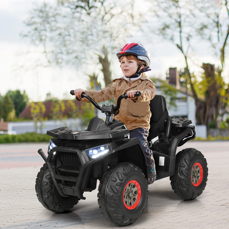 Electric 4-Wheeler ATV Quad for Kids with 2 Speeds, Music, and Lights - Black