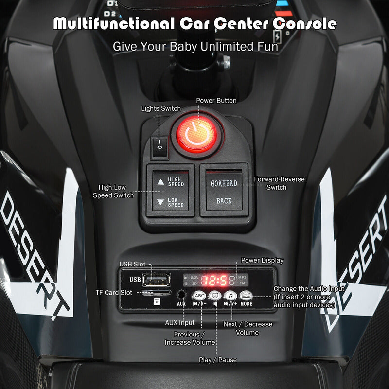 Electric 4-Wheeler ATV Quad for Kids with 2 Speeds, Music, and Lights - Black