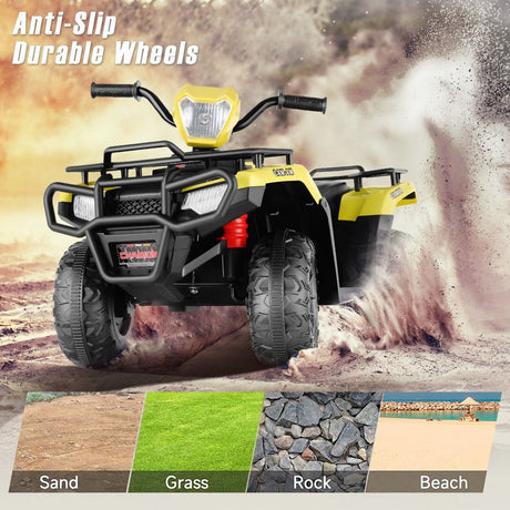 Electric 4-Wheeler ATV Quad for Kids with LED Lights, MP3 Player, and USB Port