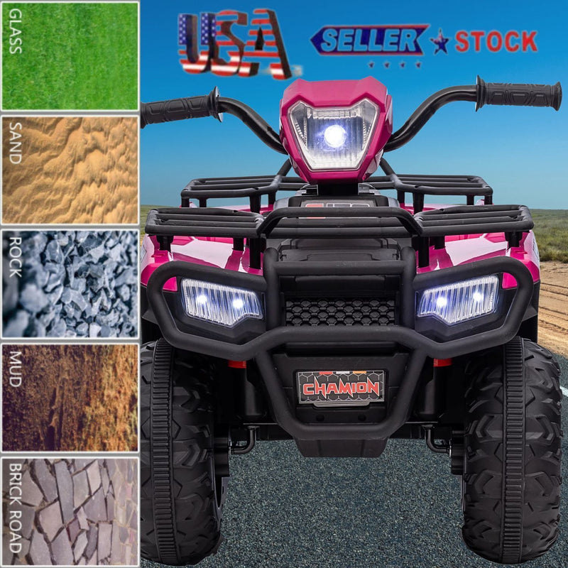 Electric 4-Wheeler ATV Quad for Kids with LED Lights, USB and MP3 Player - Suitable for Boys and Girls Aged 07