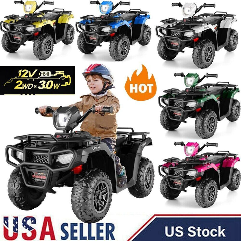 Electric 4-Wheeler ATV Quad for Kids with LED Lights, USB and MP3 Player - Suitable for Boys and Girls Aged 19 Months and Up