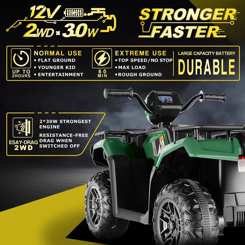 Electric 4-Wheeler ATV Quad for Kids with LED Lights, USB and MP3 Player - Suitable for Boys and Girls Alike!