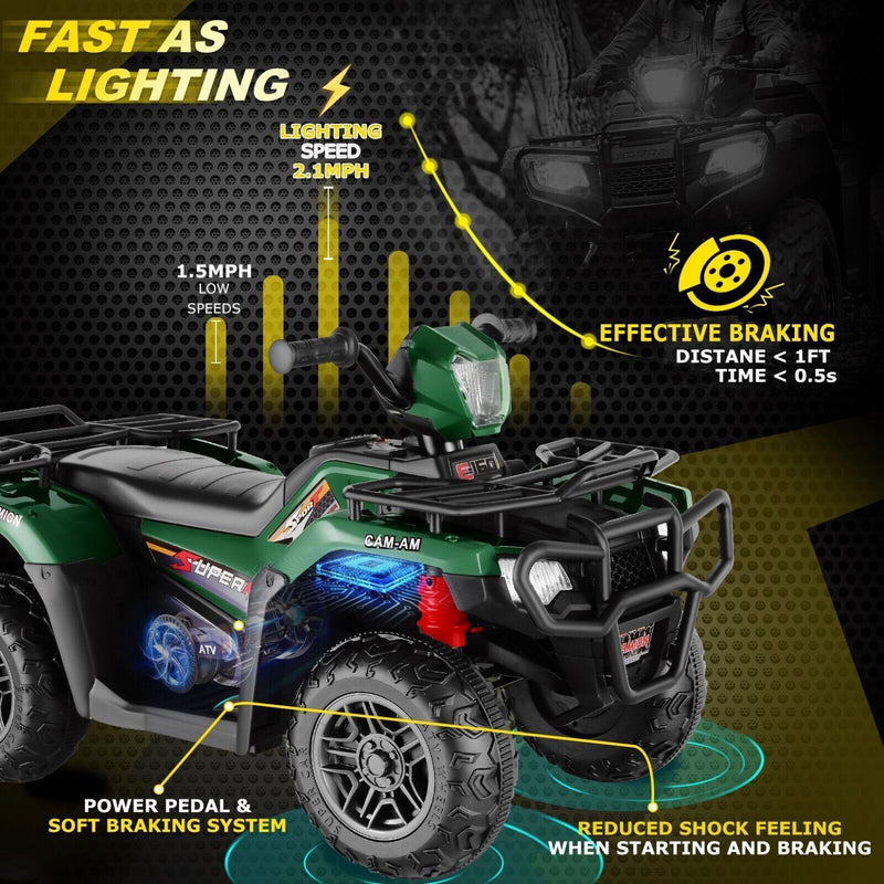 Electric 4-Wheeler ATV Quad for Kids with LED Lights, USB and MP3 Player - Suitable for Girls and Boys Aged 09