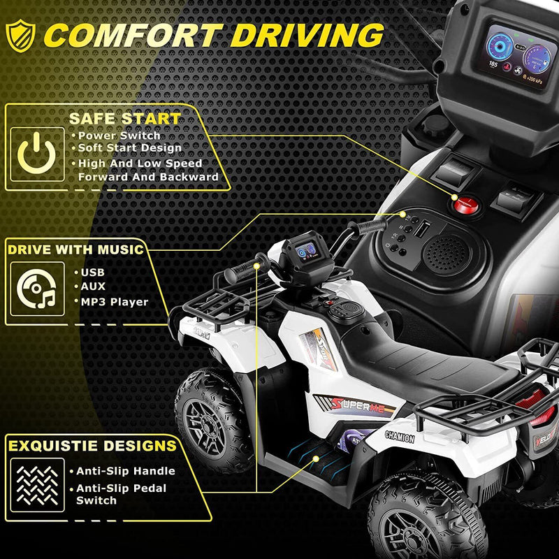 Electric 4-Wheeler ATV Quad for Kids with LED Lights, USB and MP3 Player - Suitable for Girls and Boys Aged 2-3