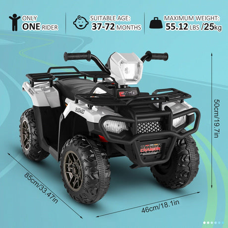 Electric 4-Wheeler ATV Quad for Kids with LED Lights, USB and MP3 Player - Suitable for Girls and Boys Aged 3-8 Years