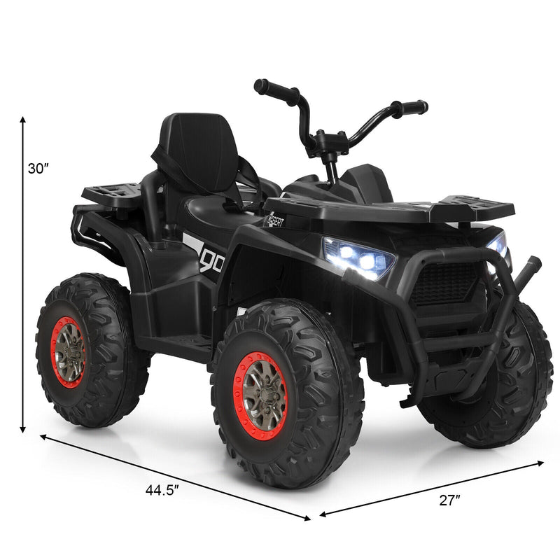 Electric 4-Wheeler ATV Quad Ride On Car for Kids with LED Lights - 12V Black