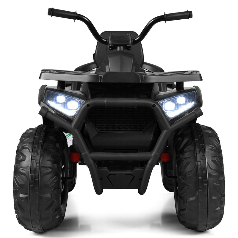 Electric 4-Wheeler ATV Quad Ride On Car for Kids with LED Lights - 12V Black