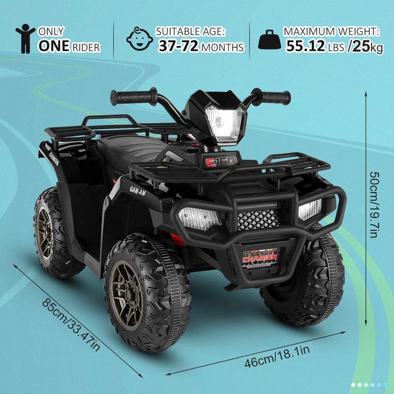 Electric 4-Wheeler ATV Quad Ride-On Car for Kids with LED Lights and MP3 Player - Perfect Gift for Boys and Girls (12V)