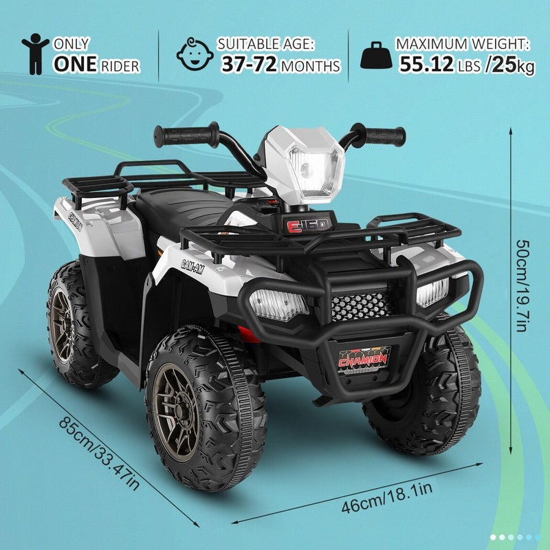 Electric 4-Wheeler ATV Quad Ride-On Car for Kids with LED Lights and MP3 Player - Perfect Gift for Boys and Girls (12V)