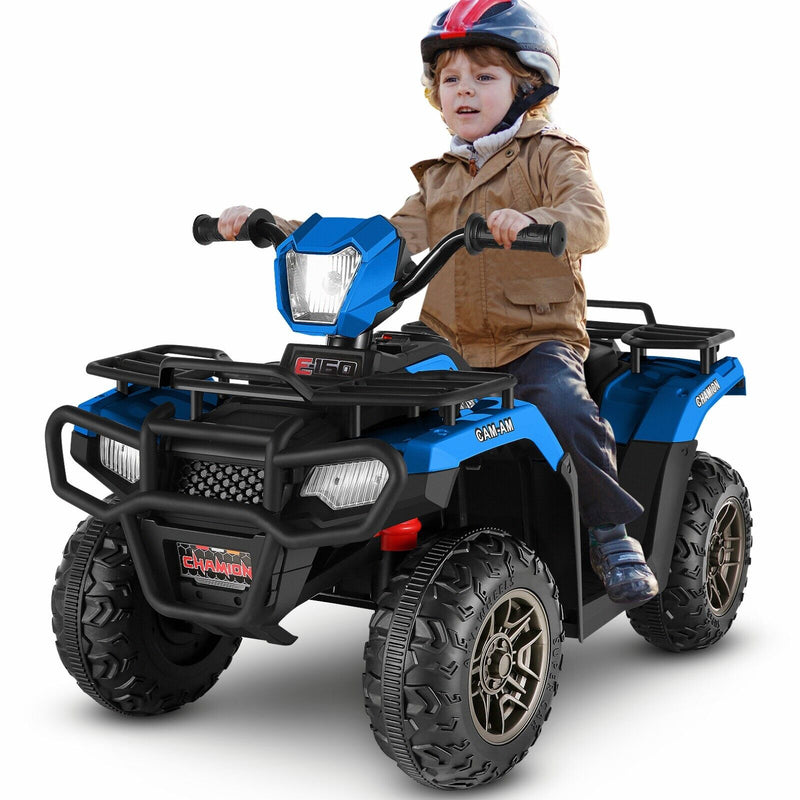 Electric 4-Wheeler ATV Quad Ride-On Car for Kids with LED Lights and MP3 Player - Perfect Gift for Boys and Girls (12V)