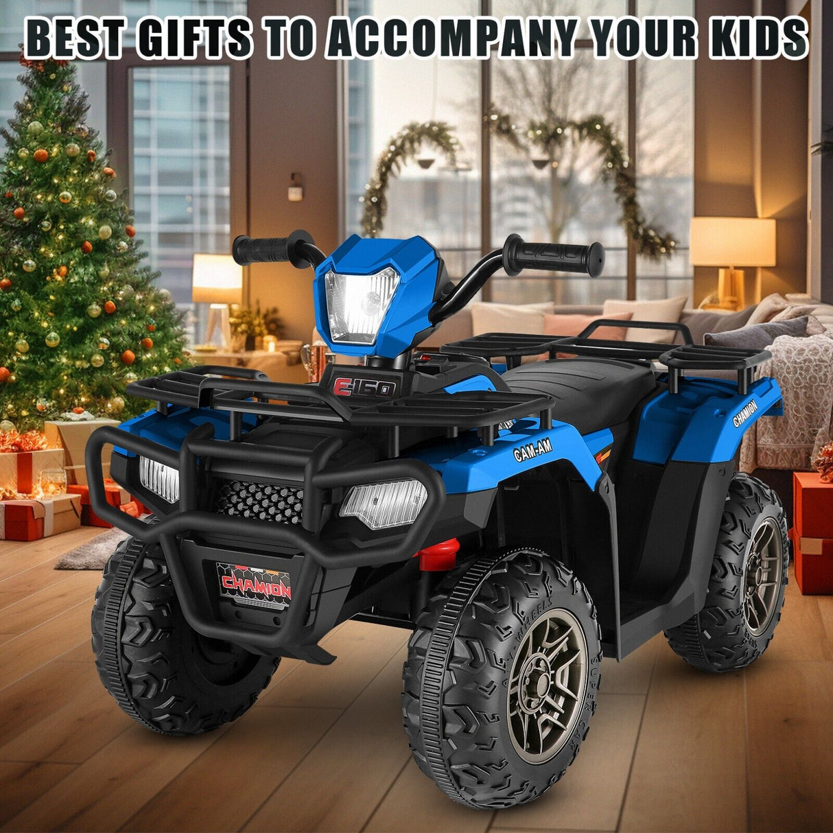 Electric 4-Wheeler ATV Quad Ride-On Car for Kids with LED Lights and MP3 Player - Perfect Gift for Boys and Girls (12V)