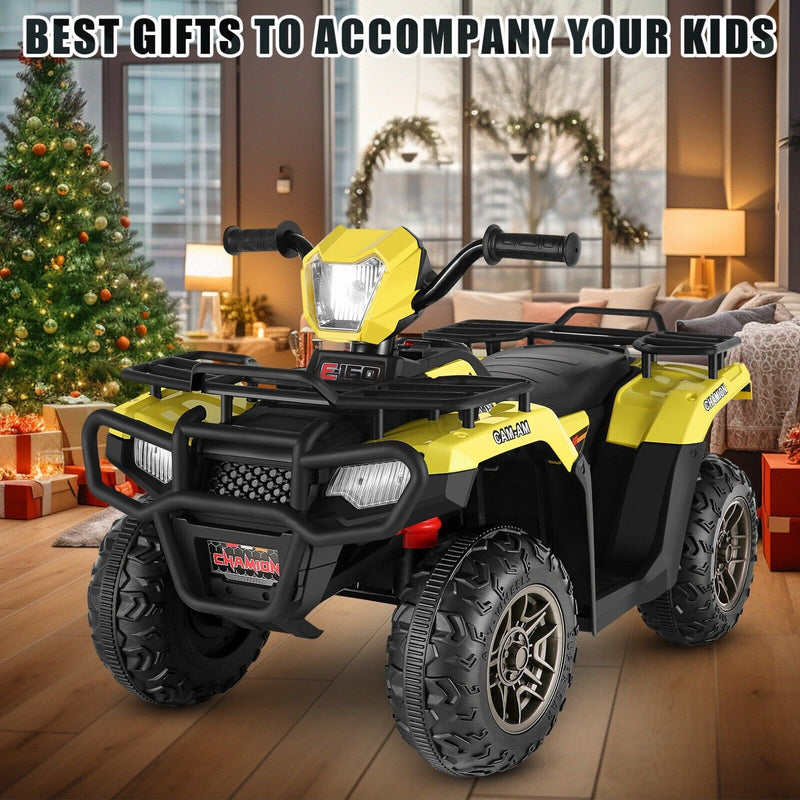 Electric 4-Wheeler ATV Quad Ride-On Car for Kids with LED Lights and MP3 Player - Perfect Gift for Boys and Girls (12V)