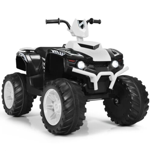 Electric 4-Wheeler ATV Quad Ride On Car for Kids with LED Lights and Music - White