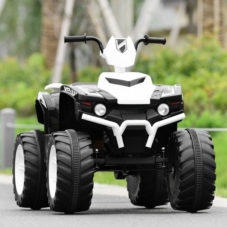 Electric 4-Wheeler ATV Quad Ride On Car for Kids with LED Lights and Music - White