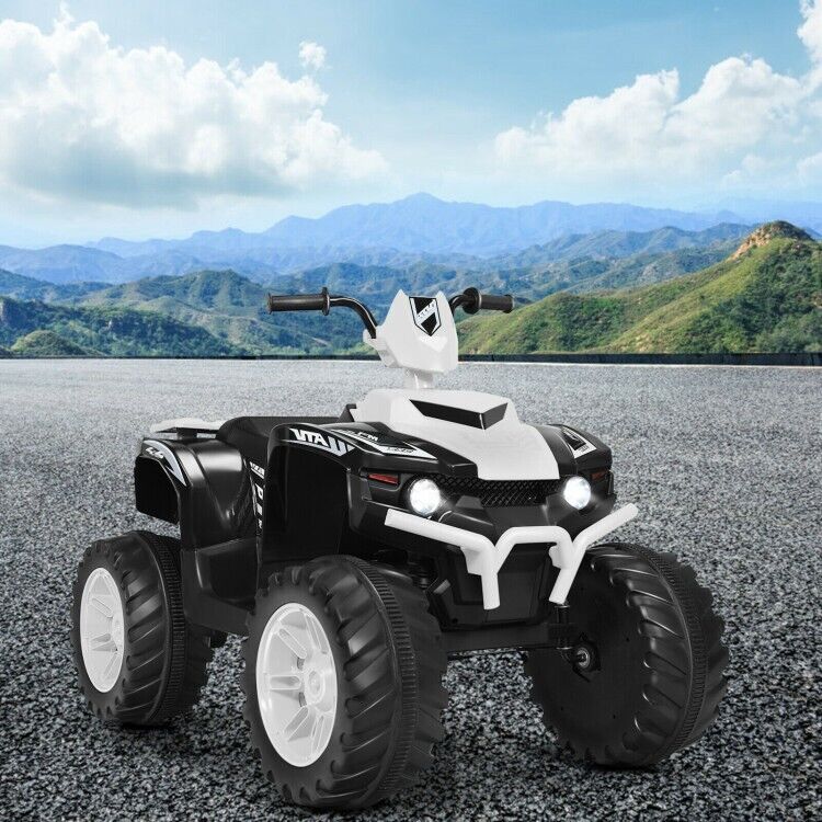 Electric 4-Wheeler ATV Quad Ride On Car for Kids with LED Lights and Music - White