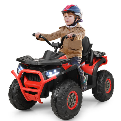 Electric 4-Wheeler ATV Quad Ride On Car for Kids with LED Lights - Red, 12V