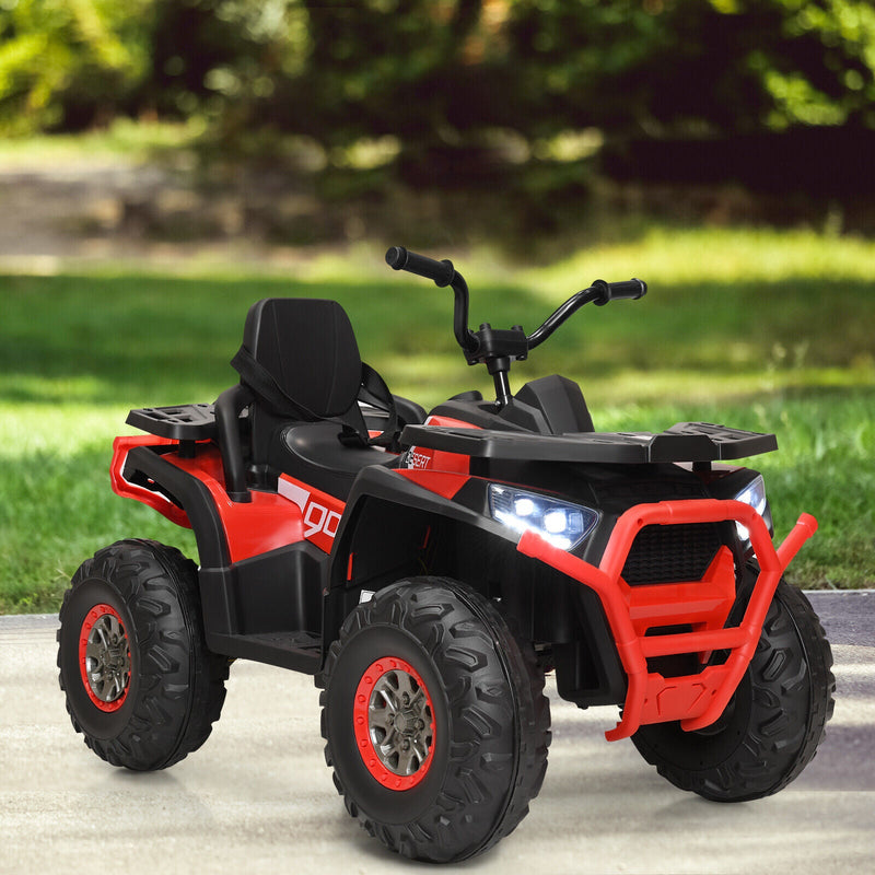 Electric 4-Wheeler ATV Quad Ride On Car for Kids with LED Lights - Red, 12V