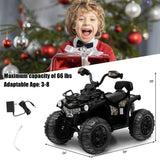 Electric 4-Wheeler ATV Ride-On Toy for Kids with MP3 and Headlights - Black