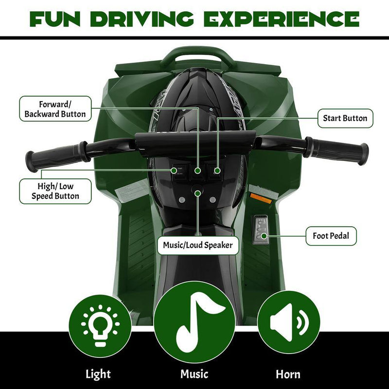 Electric 4 Wheeler Quad Car for Kids with MP3 Player and Lights - 12V Battery Powered ATV Ride-On