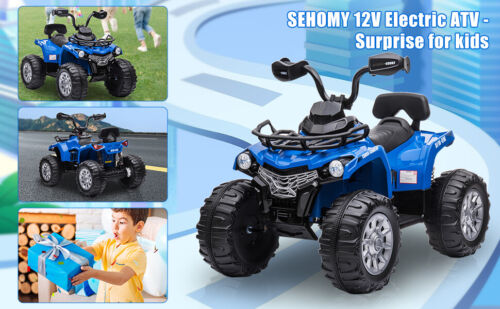Electric 4-Wheeler Quad for Kids with 2 Speeds, MP3 & Headlights - Blue