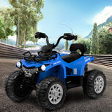 Electric 4-Wheeler Quad for Kids with 2 Speeds, Mp3 Player, and Headlights - Blue