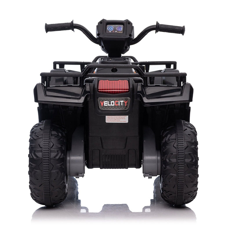 Electric 4-Wheeler Quad for Kids with MP3 & Headlights - 2 Speeds, 12V, Black