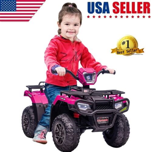 Electric 4-Wheeler Quad for Kids with MP3 and Headlights - 2 Speeds, Pink