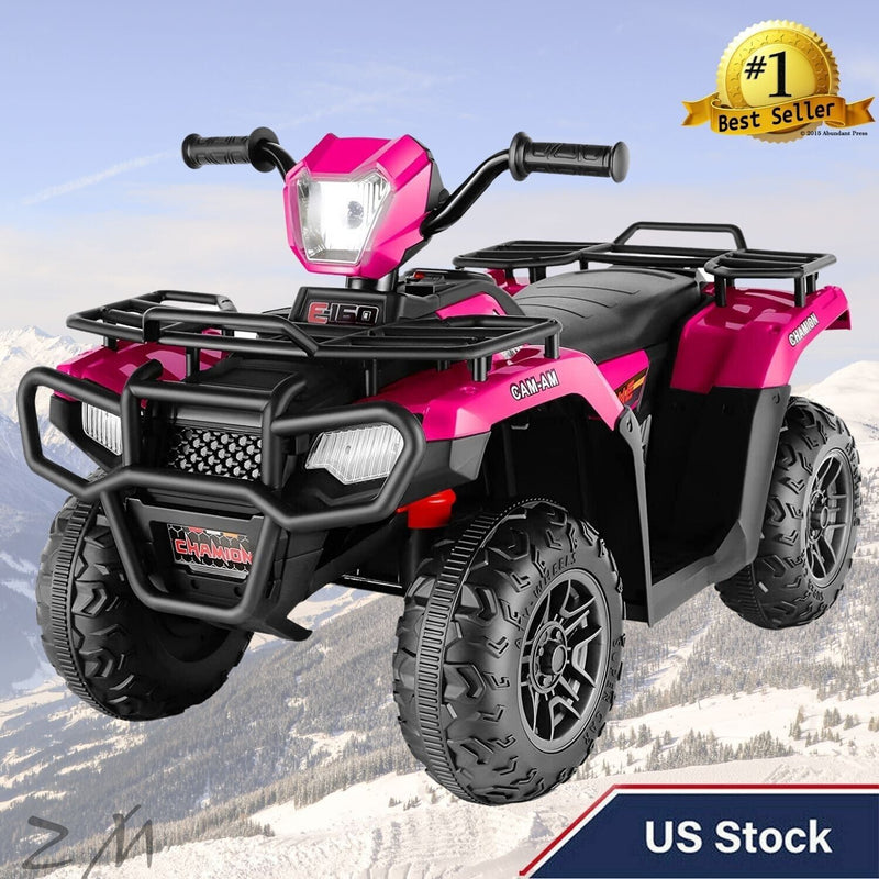 Electric 4-Wheeler Quad for Kids with MP3 and Headlights - 2 Speeds, Pink