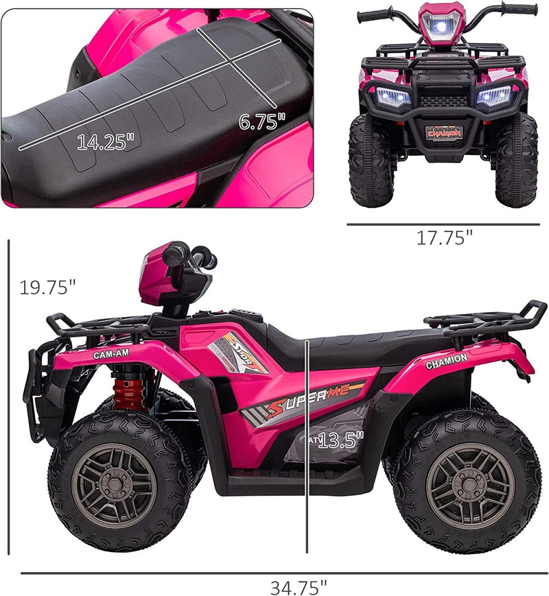 Electric 4-Wheeler Quad for Kids with MP3 and Headlights - 2 Speeds, Pink