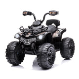 Electric Kids ATV Ride On Car with Music and LED Lights - Black 4-Wheeler for Outdoor Fun