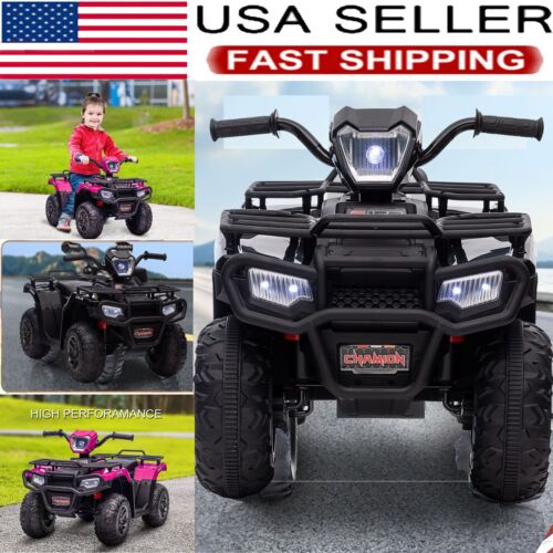 Electric 4-Wheeler Quad for Kids with Music, LED Lights, and AUX Port - 12V Ride On ATV