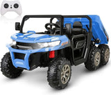 Electric 4WD Toy Tractor with Dump Trailer for 2 Kids - 24V Battery Powered Ride-On Car