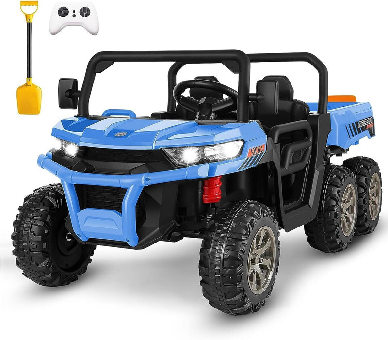Electric 4WD UTV Dump Truck Car for Kids with 2 Seats and Dump Bed - 24V Toy Vehicle
