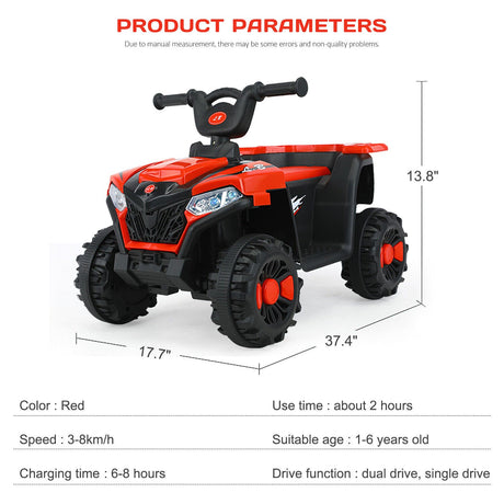 Electric 6V ATV 4-Wheeled Beach Ride-On Car for Kids - Battery Powered Toy for Christmas Gift