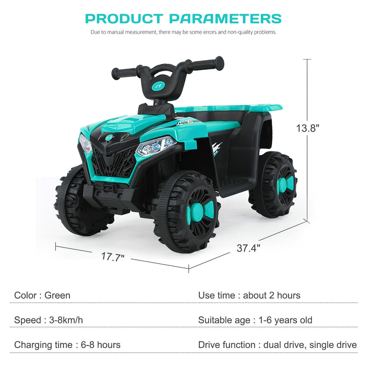 Electric 6V ATV 4-Wheeled Beach Ride-On Car for Kids - Battery Powered Toy for Christmas Gift